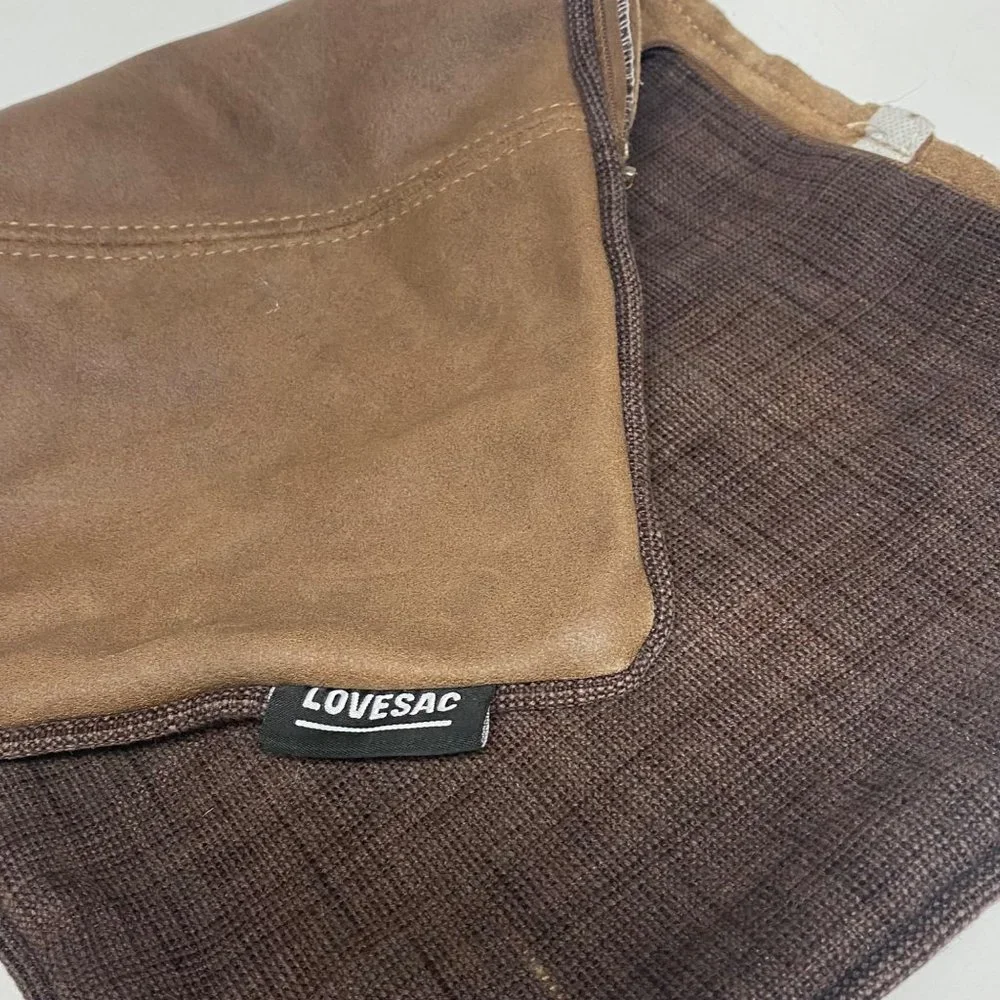 Lovesac‎ brown pillow case cover (needs new zipper) leather/polyester